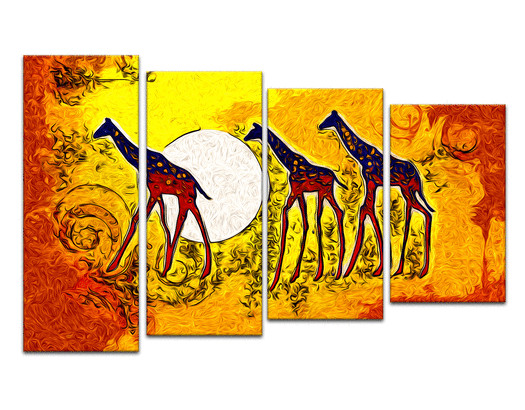 Три жирафа в африканской саванне