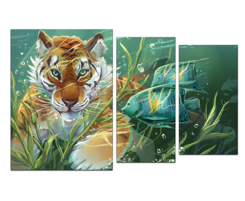 Триптих тигр в воде