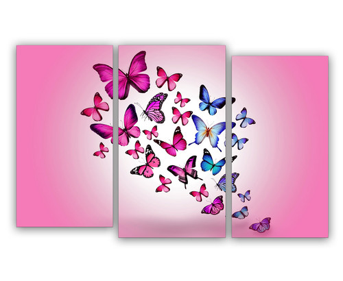 Триптих розовые бабочки